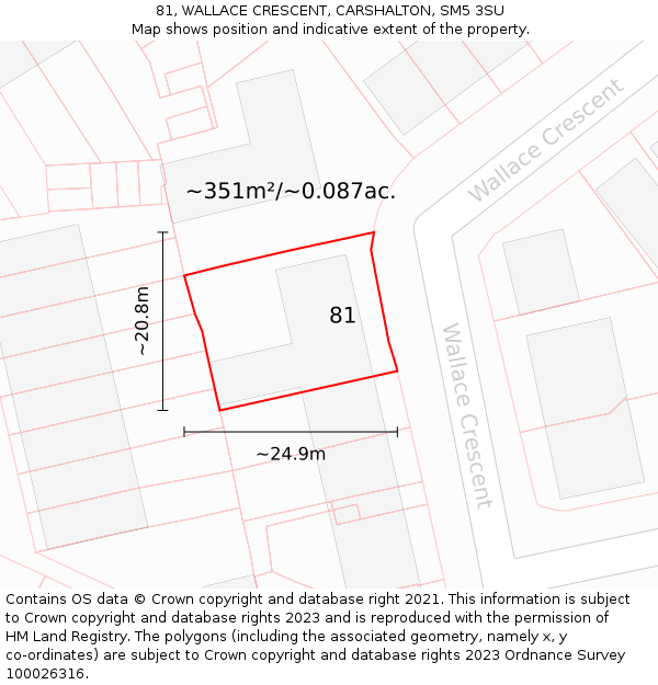 81, WALLACE CRESCENT, CARSHALTON, SM5 3SU: Plot and title map