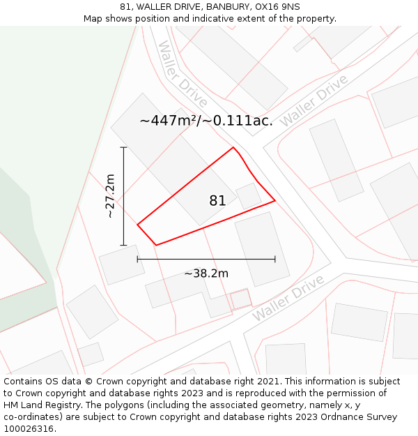 81, WALLER DRIVE, BANBURY, OX16 9NS: Plot and title map