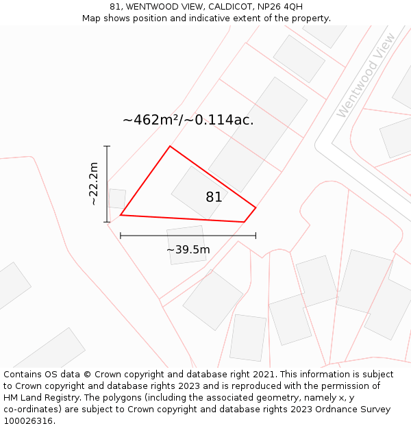 81, WENTWOOD VIEW, CALDICOT, NP26 4QH: Plot and title map