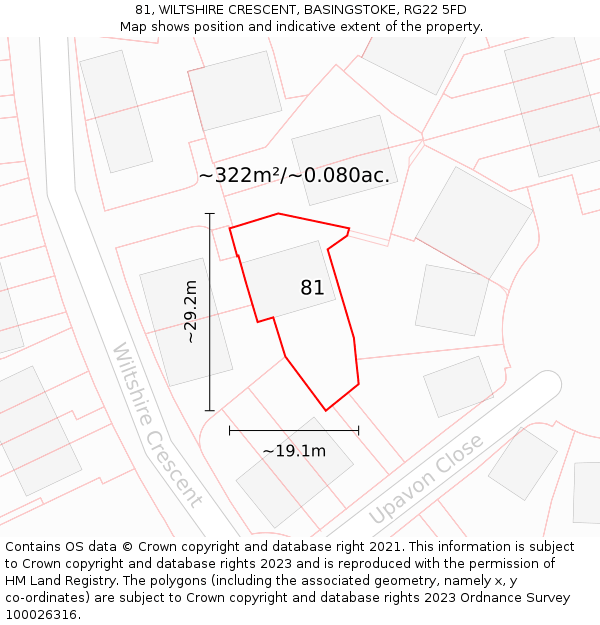 81, WILTSHIRE CRESCENT, BASINGSTOKE, RG22 5FD: Plot and title map