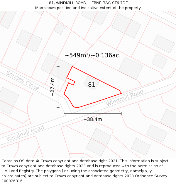 81, WINDMILL ROAD, HERNE BAY, CT6 7DE: Plot and title map