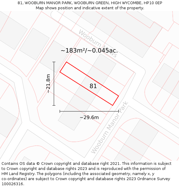 81, WOOBURN MANOR PARK, WOOBURN GREEN, HIGH WYCOMBE, HP10 0EP: Plot and title map