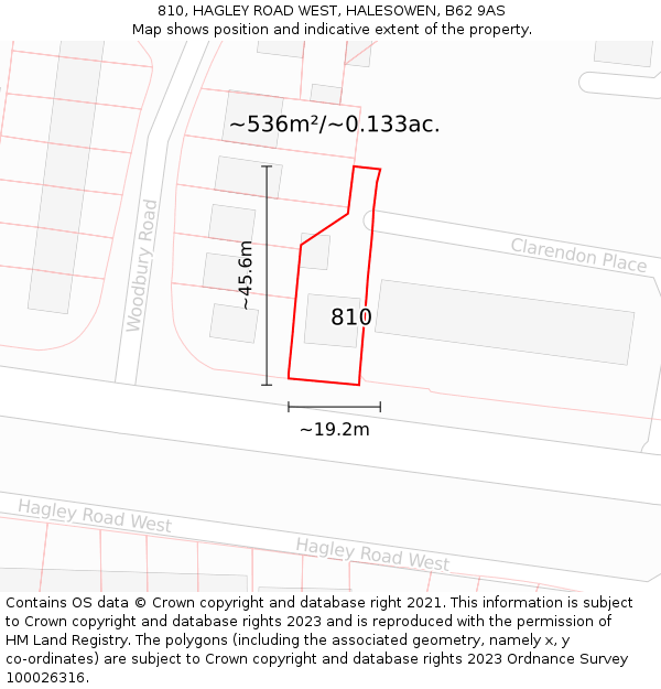 810, HAGLEY ROAD WEST, HALESOWEN, B62 9AS: Plot and title map