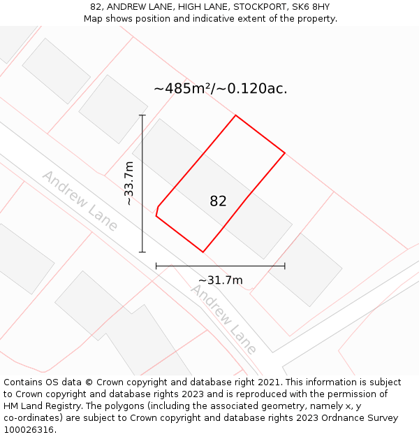 82, ANDREW LANE, HIGH LANE, STOCKPORT, SK6 8HY: Plot and title map