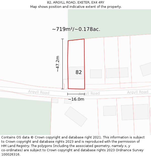 82, ARGYLL ROAD, EXETER, EX4 4RY: Plot and title map