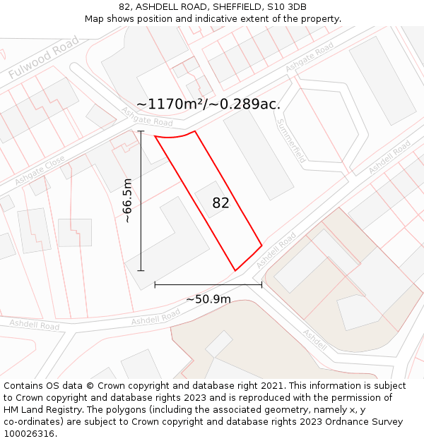 82, ASHDELL ROAD, SHEFFIELD, S10 3DB: Plot and title map