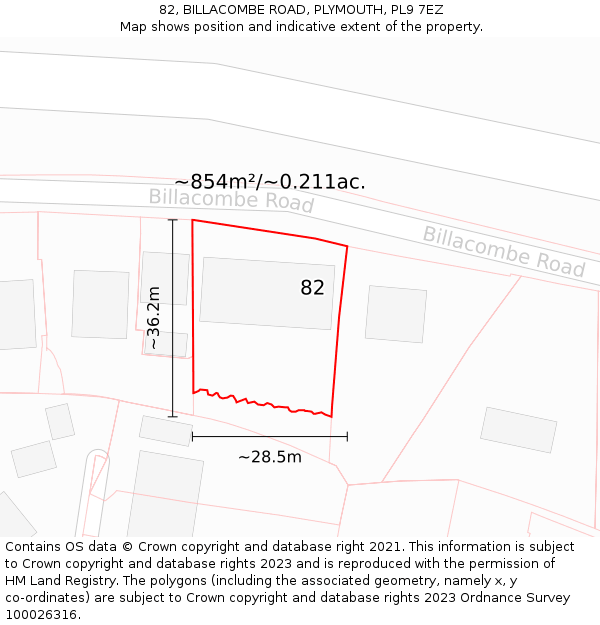 82, BILLACOMBE ROAD, PLYMOUTH, PL9 7EZ: Plot and title map