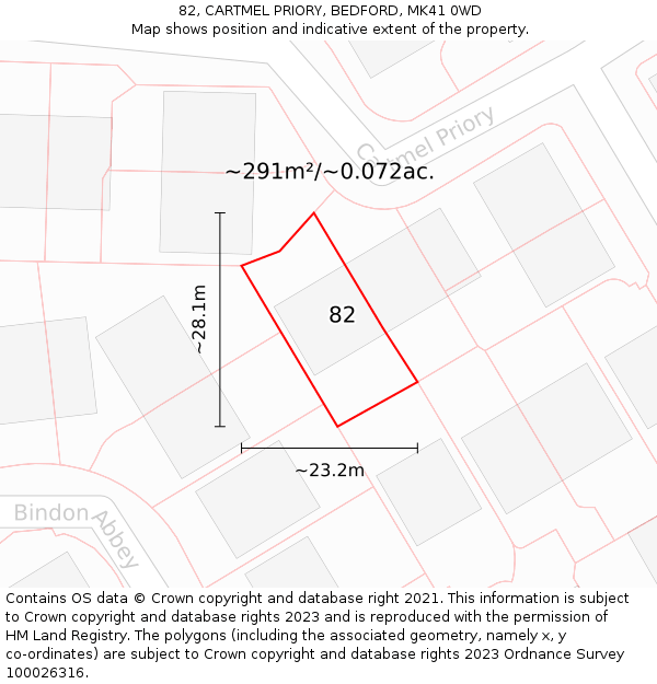 82, CARTMEL PRIORY, BEDFORD, MK41 0WD: Plot and title map