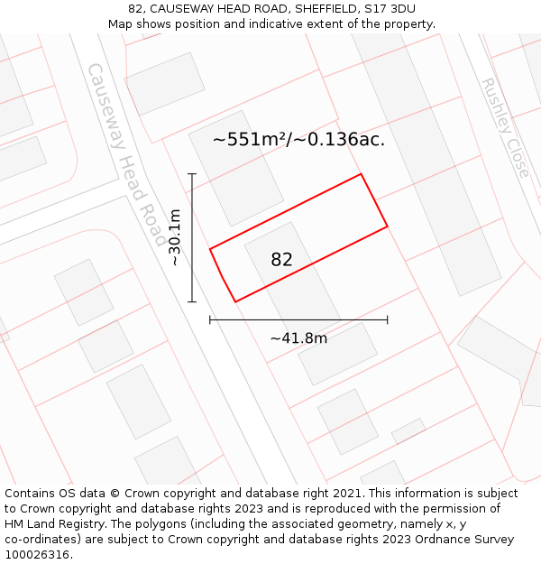 82, CAUSEWAY HEAD ROAD, SHEFFIELD, S17 3DU: Plot and title map