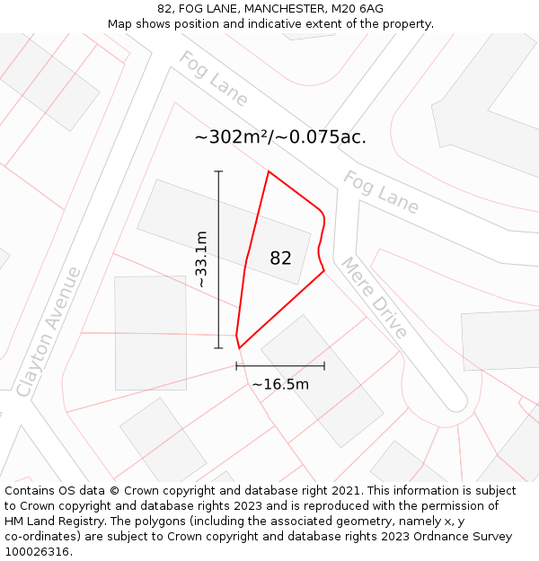 82, FOG LANE, MANCHESTER, M20 6AG: Plot and title map