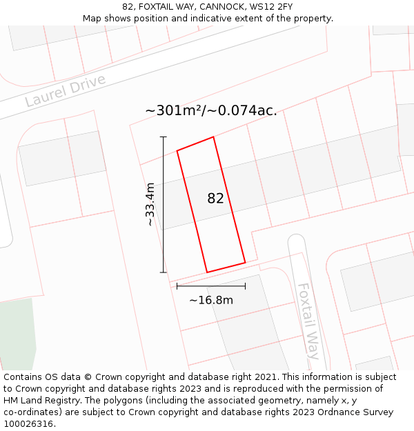 82, FOXTAIL WAY, CANNOCK, WS12 2FY: Plot and title map