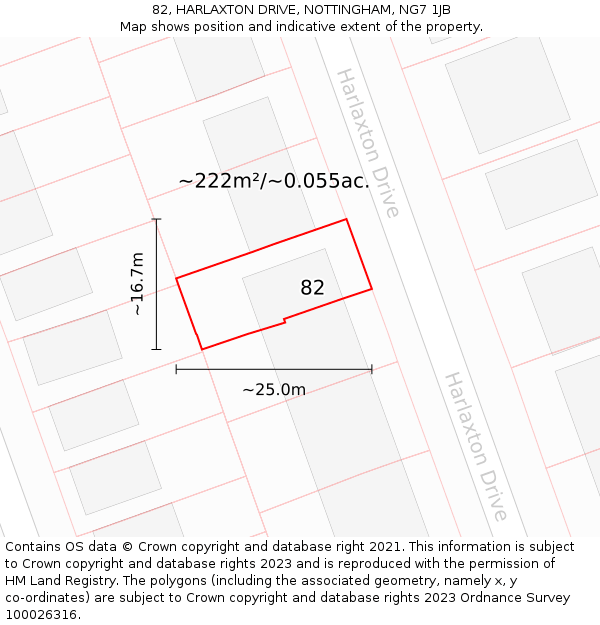 82, HARLAXTON DRIVE, NOTTINGHAM, NG7 1JB: Plot and title map