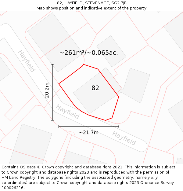 82, HAYFIELD, STEVENAGE, SG2 7JR: Plot and title map