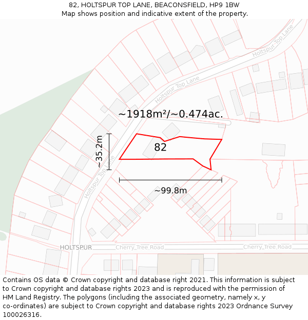 82, HOLTSPUR TOP LANE, BEACONSFIELD, HP9 1BW: Plot and title map