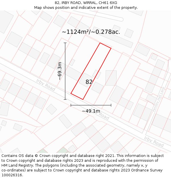 82, IRBY ROAD, WIRRAL, CH61 6XG: Plot and title map