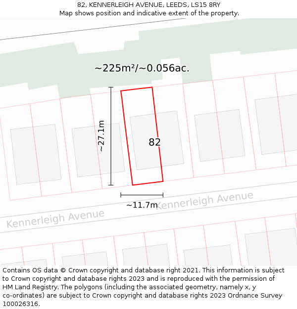 82, KENNERLEIGH AVENUE, LEEDS, LS15 8RY: Plot and title map