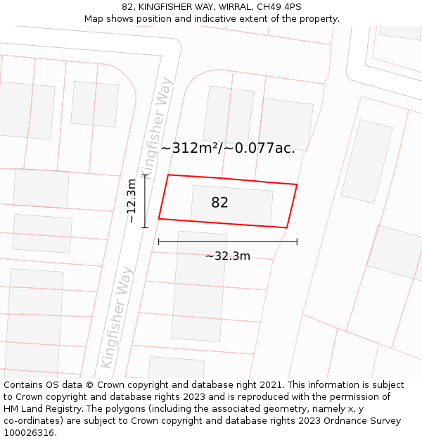 82, KINGFISHER WAY, WIRRAL, CH49 4PS: Plot and title map