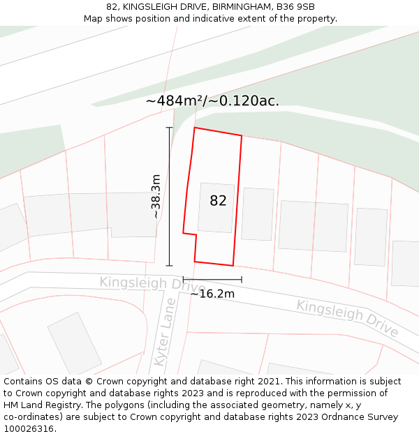 82, KINGSLEIGH DRIVE, BIRMINGHAM, B36 9SB: Plot and title map