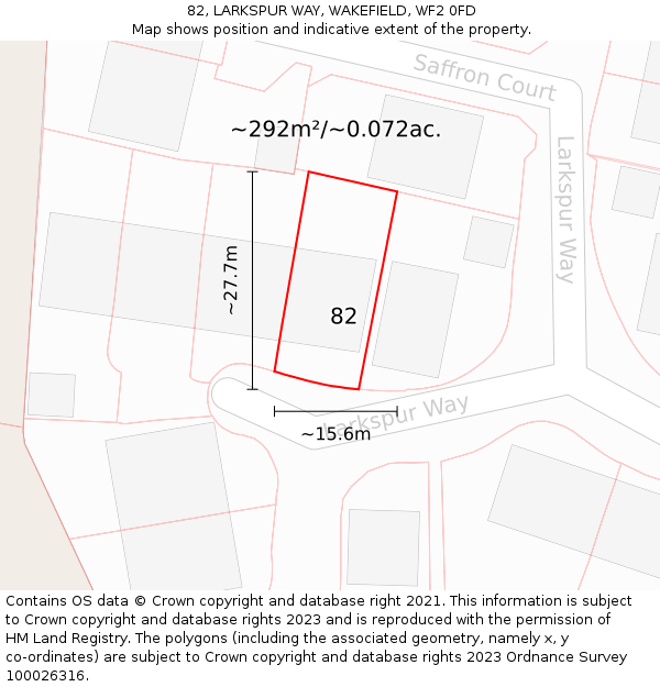 82, LARKSPUR WAY, WAKEFIELD, WF2 0FD: Plot and title map