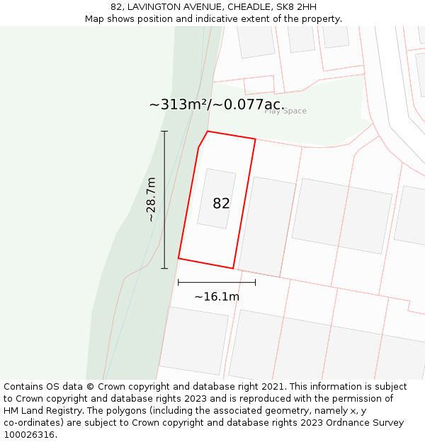 82, LAVINGTON AVENUE, CHEADLE, SK8 2HH: Plot and title map