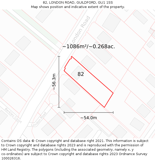 82, LONDON ROAD, GUILDFORD, GU1 1SS: Plot and title map