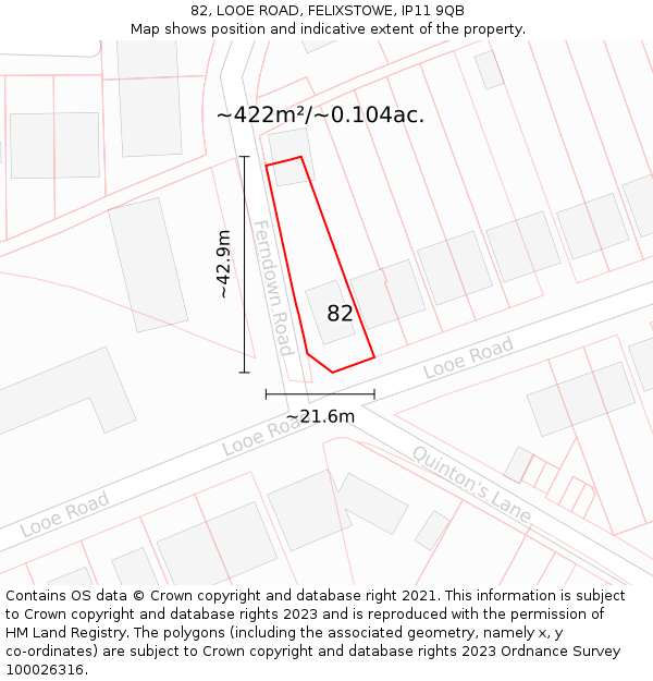 82, LOOE ROAD, FELIXSTOWE, IP11 9QB: Plot and title map