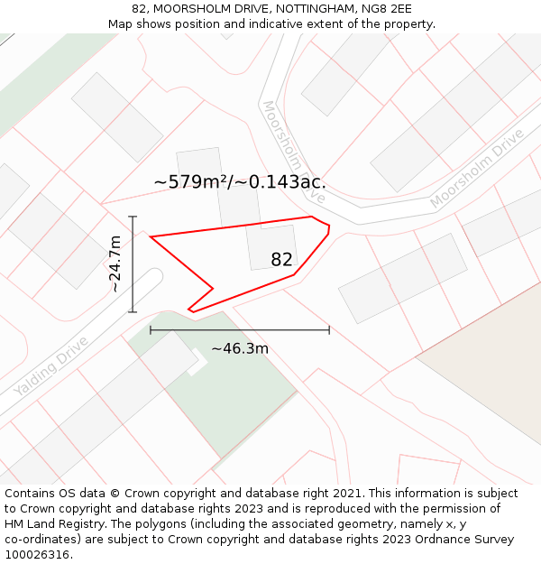 82, MOORSHOLM DRIVE, NOTTINGHAM, NG8 2EE: Plot and title map