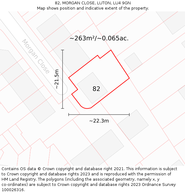 82, MORGAN CLOSE, LUTON, LU4 9GN: Plot and title map