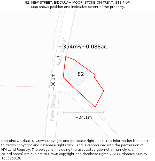 82, NEW STREET, BIDDULPH MOOR, STOKE-ON-TRENT, ST8 7NW: Plot and title map