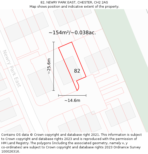 82, NEWRY PARK EAST, CHESTER, CH2 2AS: Plot and title map
