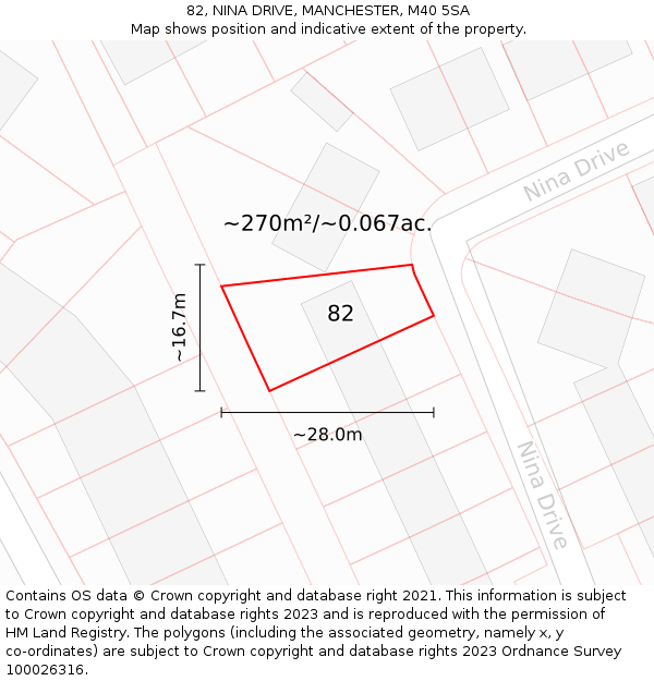 82, NINA DRIVE, MANCHESTER, M40 5SA: Plot and title map