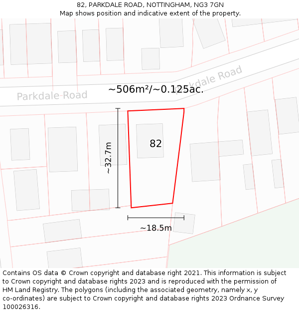 82, PARKDALE ROAD, NOTTINGHAM, NG3 7GN: Plot and title map