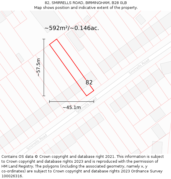 82, SMIRRELLS ROAD, BIRMINGHAM, B28 0LB: Plot and title map