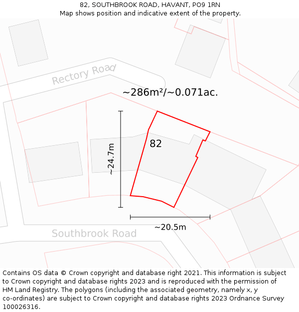 82, SOUTHBROOK ROAD, HAVANT, PO9 1RN: Plot and title map
