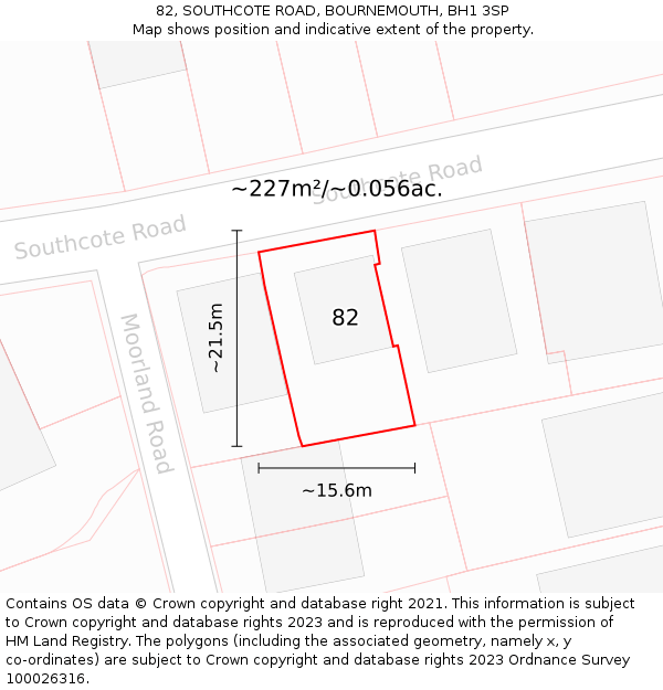 82, SOUTHCOTE ROAD, BOURNEMOUTH, BH1 3SP: Plot and title map