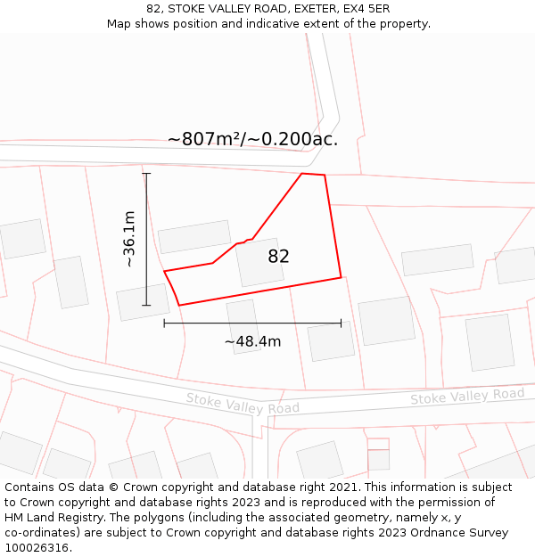 82, STOKE VALLEY ROAD, EXETER, EX4 5ER: Plot and title map