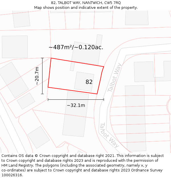 82, TALBOT WAY, NANTWICH, CW5 7RQ: Plot and title map