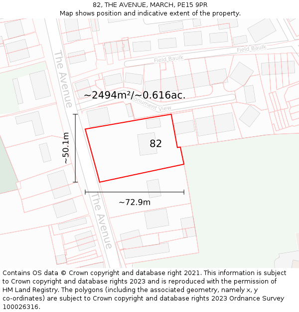 82, THE AVENUE, MARCH, PE15 9PR: Plot and title map