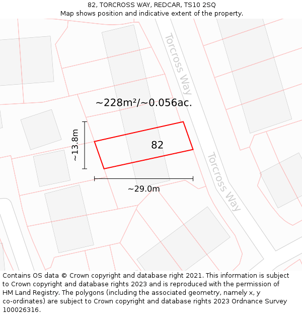 82, TORCROSS WAY, REDCAR, TS10 2SQ: Plot and title map