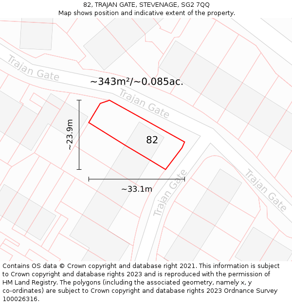 82, TRAJAN GATE, STEVENAGE, SG2 7QQ: Plot and title map