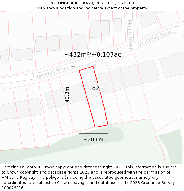 82, UNDERHILL ROAD, BENFLEET, SS7 1ER: Plot and title map