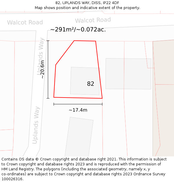 82, UPLANDS WAY, DISS, IP22 4DF: Plot and title map