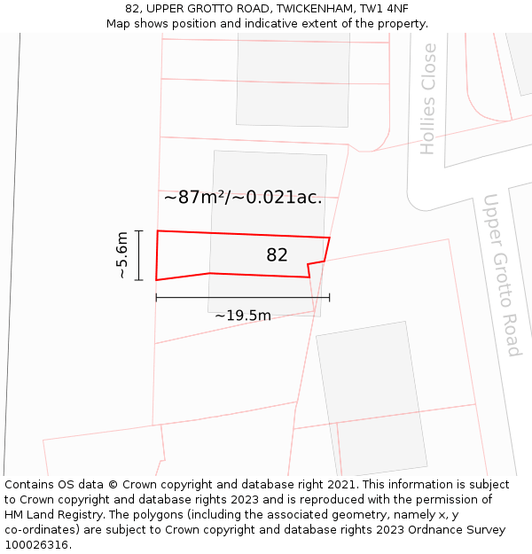 82, UPPER GROTTO ROAD, TWICKENHAM, TW1 4NF: Plot and title map