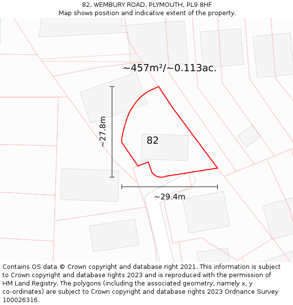 82, WEMBURY ROAD, PLYMOUTH, PL9 8HF: Plot and title map