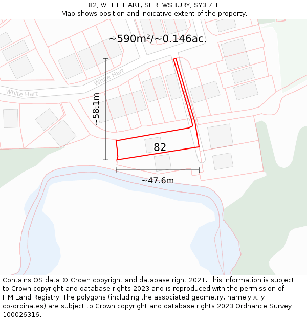 82, WHITE HART, SHREWSBURY, SY3 7TE: Plot and title map