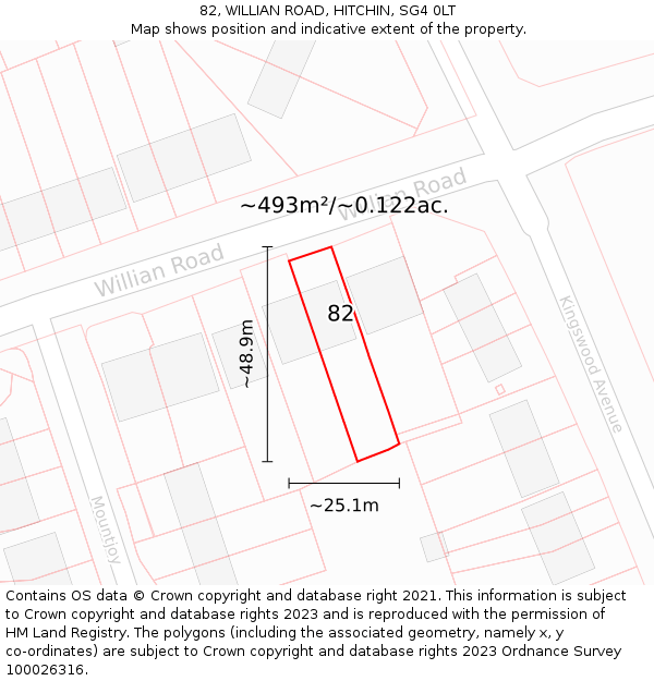 82, WILLIAN ROAD, HITCHIN, SG4 0LT: Plot and title map