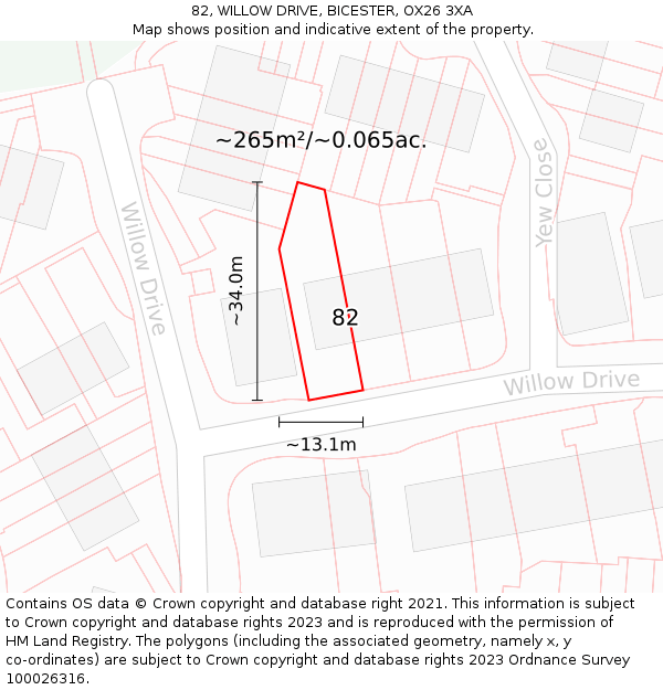 82, WILLOW DRIVE, BICESTER, OX26 3XA: Plot and title map