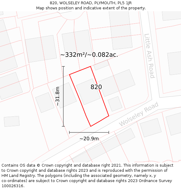 820, WOLSELEY ROAD, PLYMOUTH, PL5 1JR: Plot and title map