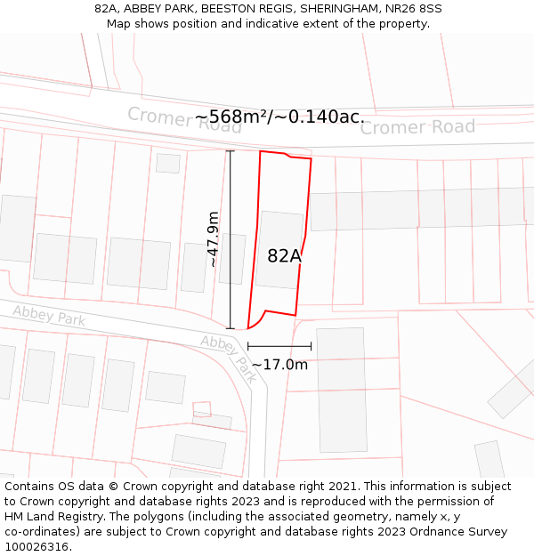 82A, ABBEY PARK, BEESTON REGIS, SHERINGHAM, NR26 8SS: Plot and title map