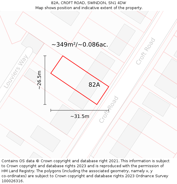 82A, CROFT ROAD, SWINDON, SN1 4DW: Plot and title map